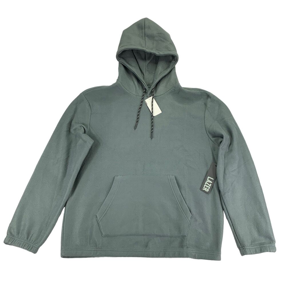 Lazer Mens Polar Fleece Solid Relaxed Fit Pullover Hoodie Gray M